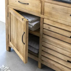 Made in Meubles Meuble Sous Vasque<Meuble sous vasque en vieux pin et pierre bleue Garance