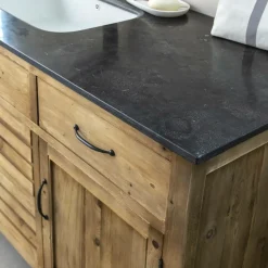 Made in Meubles Meuble Sous Vasque<Meuble sous vasque en vieux pin et pierre bleue Garance