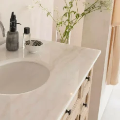 Made in Meubles Meuble Sous Vasque<Meuble sous vasque en vieux pin et marbre blanc Octavie