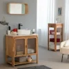 Made in Meubles Meuble Sous Vasque<Meuble sous vasque vitré en bois d'acacia et marbre Emyr