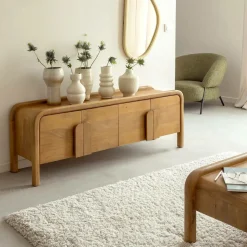 Made in Meubles Meuble Tv<Meuble TV 4 portes en bois de manguier Féodor