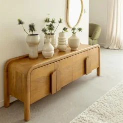 Made in Meubles Meuble Tv<Meuble TV 4 portes en bois de manguier Féodor