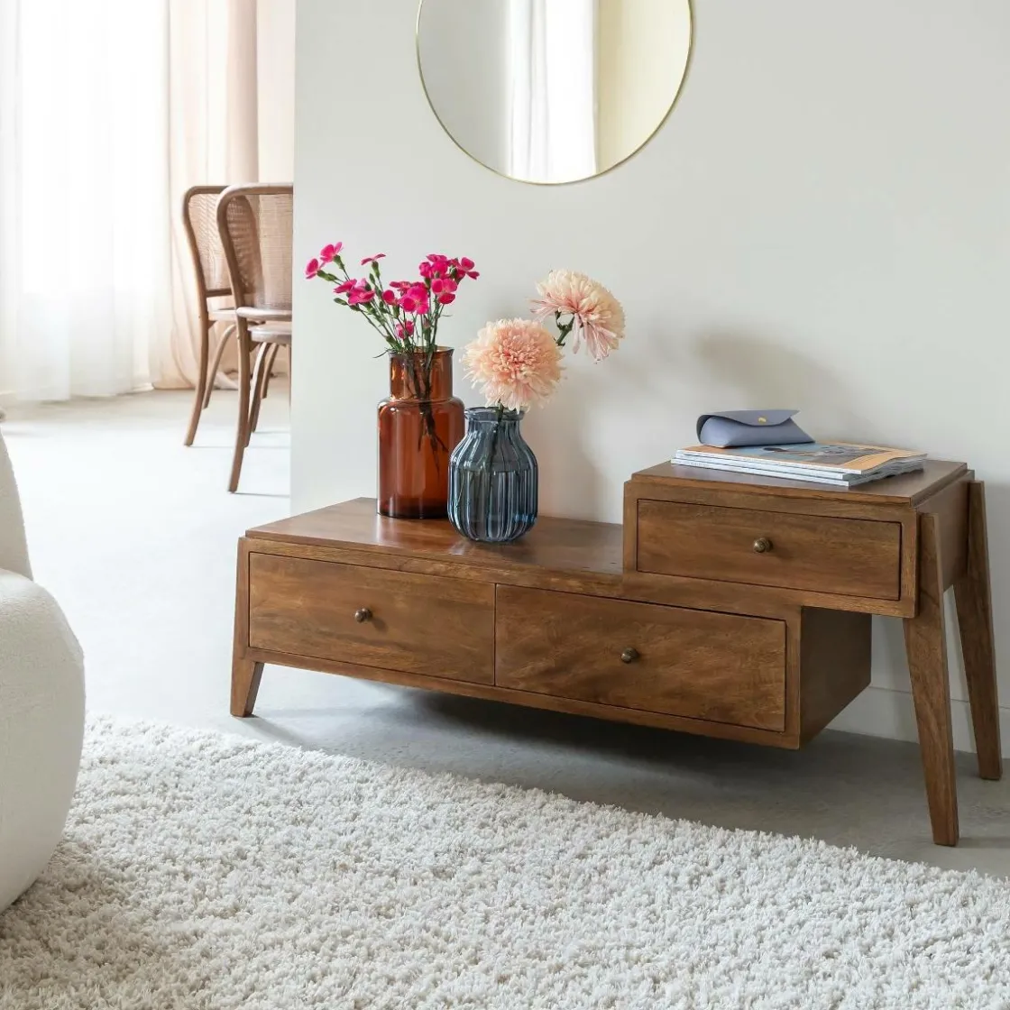 Made in Meubles Meuble Tv<Meuble TV 3 tiroirs en bois de manguier Remick