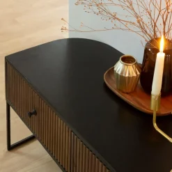 Made in Meubles Meuble Tv<Meuble TV arrondi en bois de manguier et métal Ysé