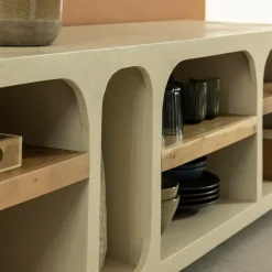 Made in Meubles Meuble Tv<Meuble TV avec étagères en bois effet béton et bois recyclé Dalva