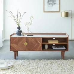 Made in Meubles Meuble Tv<Meuble TV en bois d'acacia Naxos