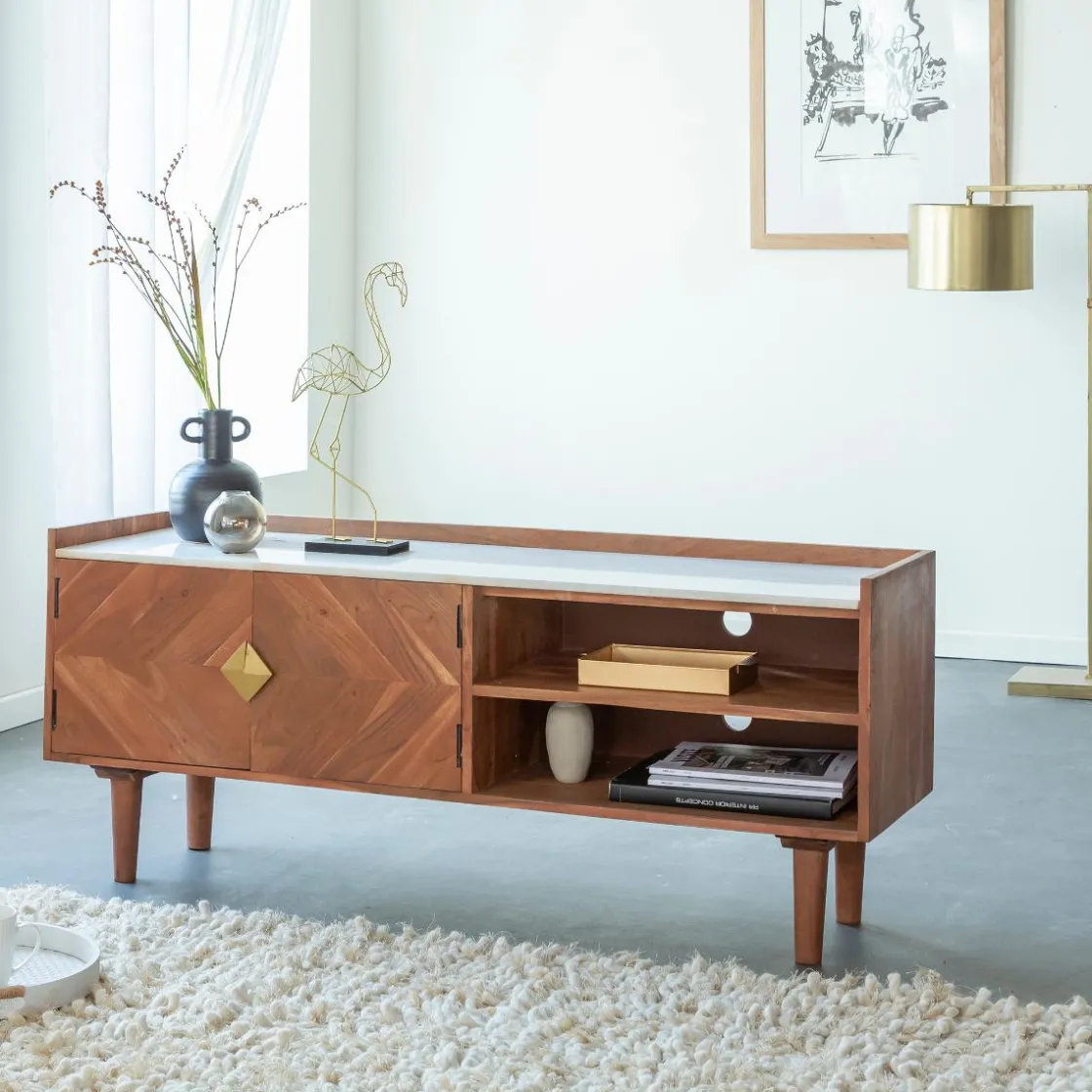 Made in Meubles Meuble Tv<Meuble TV en bois d'acacia Naxos