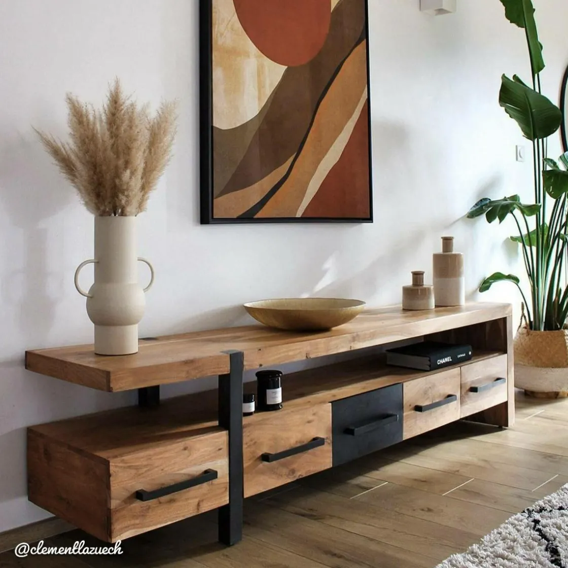Made in Meubles Meuble Tv<Meuble TV en bois d'acacia Praia