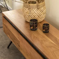 Made in Meubles Meuble Tv<Meuble TV en bois d'acacia et pierre Yvan