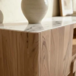 Made in Meubles Meuble Tv<Meuble TV en bois d'acacia et marbre Tara