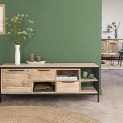 Made in Meubles Meuble Tv<Meuble TV en bois de manguier et métal Héloïse