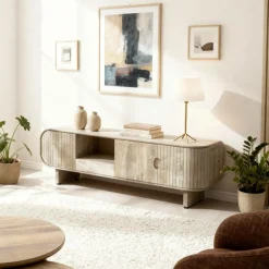 Made in Meubles Meuble Tv<Meuble TV en bois de manguier clair Yoni