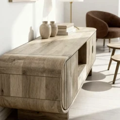 Made in Meubles Meuble Tv<Meuble TV en bois de manguier clair Yoni