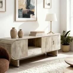 Made in Meubles Meuble Tv<Meuble TV en bois de manguier clair Yoni