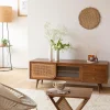 Made in Meubles Meuble Tv<Meuble TV en bois de manguier et cannage Charline