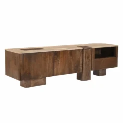 Made in Meubles Meuble Tv<Meuble TV en bois de manguier et en travertin Carola