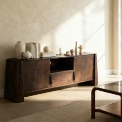 Made in Meubles Meuble Tv<Meuble TV en bois de manguier foncé Liriel