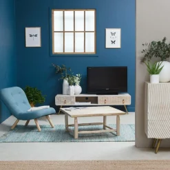 Made in Meubles Meuble Tv<Meuble TV en bois de manguier blanchi Rhodes