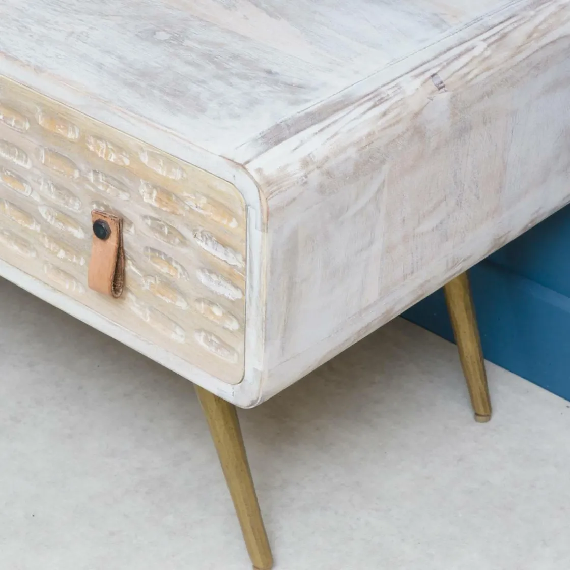 Made in Meubles Meuble Tv<Meuble TV en bois de manguier blanchi Rhodes