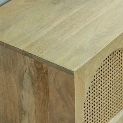 Made in Meubles Meuble Tv<Meuble TV en bois de manguier et cannage Edana