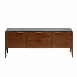 Made in Meubles Meuble Tv<Meuble TV en bois de manguier et marbre noir Roch