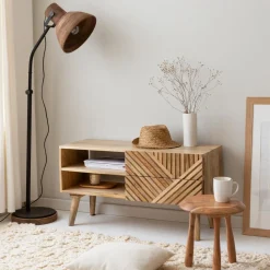 Made in Meubles Meuble Tv<Meuble TV en bois de manguier chevrons Maëva