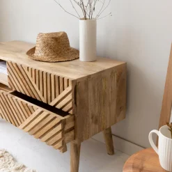 Made in Meubles Meuble Tv<Meuble TV en bois de manguier chevrons Maëva