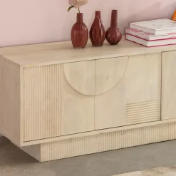 Made in Meubles Meuble Tv<Meuble TV en bois de manguier blanchi Miliam