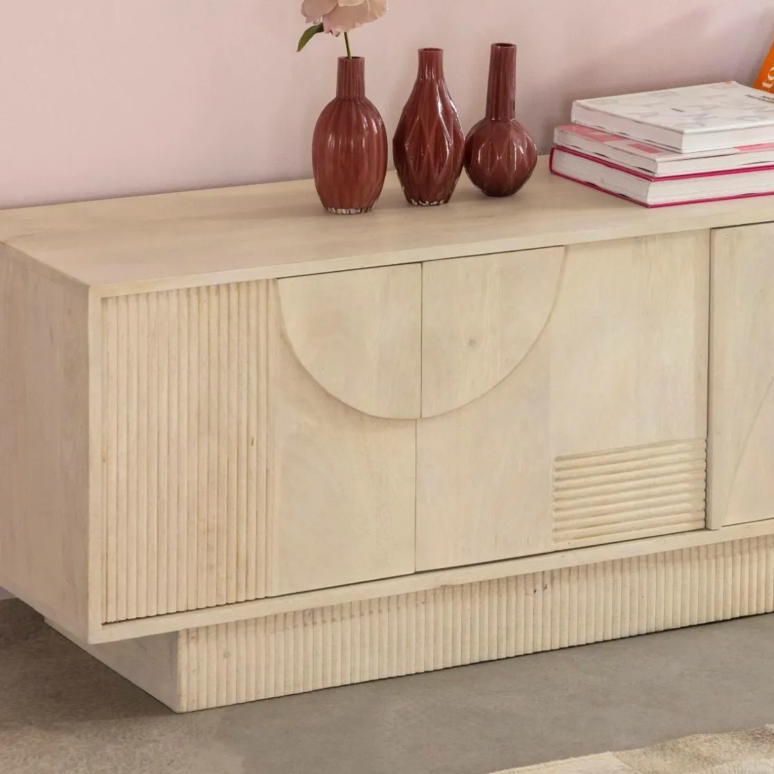 Made in Meubles Meuble Tv<Meuble TV en bois de manguier blanchi Miliam