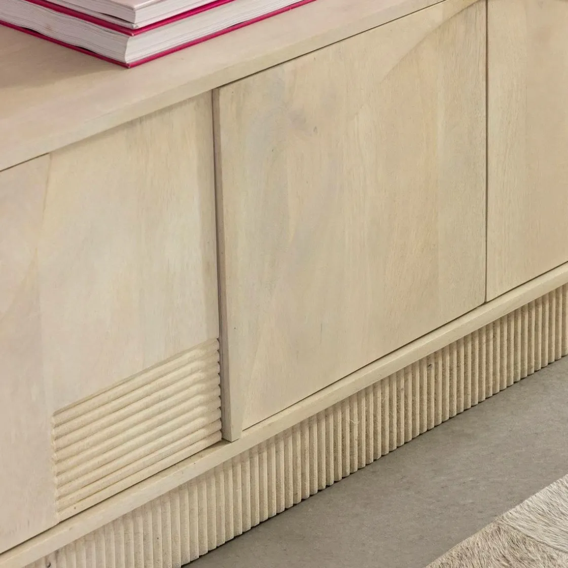 Made in Meubles Meuble Tv<Meuble TV en bois de manguier blanchi Miliam