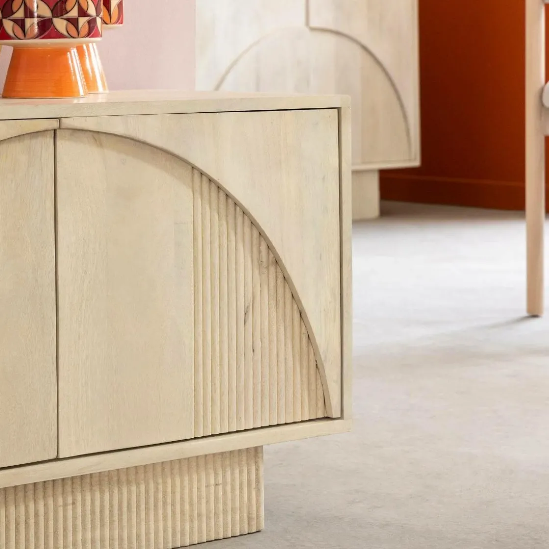 Made in Meubles Meuble Tv<Meuble TV en bois de manguier blanchi Miliam