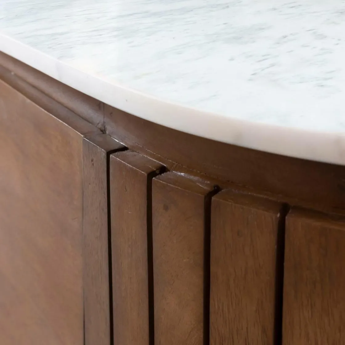 Made in Meubles Meuble Tv<Meuble TV en bois de manguier et marbre Sienne