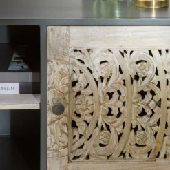 Made in Meubles Meuble Tv<Meuble TV en bois de manguier blanchi Lila