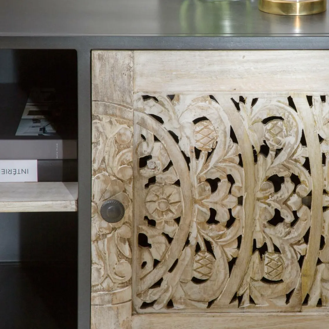 Made in Meubles Meuble Tv<Meuble TV en bois de manguier blanchi Lila