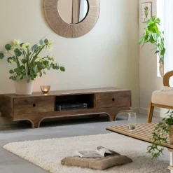 Made in Meubles Meuble Tv<Meuble TV en bois de manguier foncé Daelan