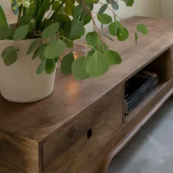 Made in Meubles Meuble Tv<Meuble TV en bois de manguier foncé Daelan