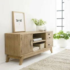 Made in Meubles Meuble Tv<Meuble TV en bois de sapin 112 cm Natural
