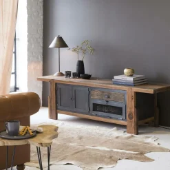 Made in Meubles Meuble Tv<Meuble TV en bois recyclé et métal Hector