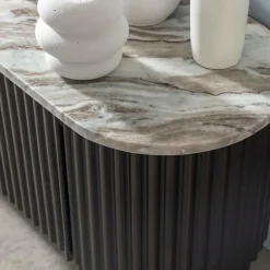 Made in Meubles Meuble Tv<Meuble TV en métal et marbre Alfred