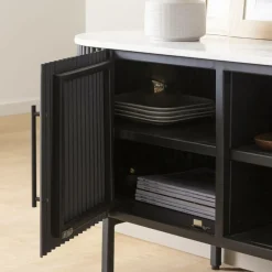 Made in Meubles Meuble Tv<Meuble TV en métal et marbre blanc Mona