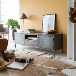 Made in Meubles Meuble Tv<Meuble tv en métal gris Gustavo