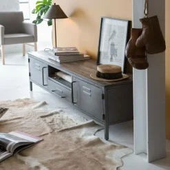 Made in Meubles Meuble Tv<Meuble tv en métal gris Gustavo