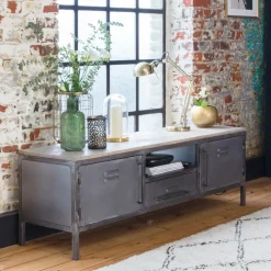 Made in Meubles Meuble Tv<Meuble tv en métal gris Gustavo