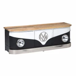 Made in Meubles Meuble Tv<Meuble TV noir avec plateau en bois de manguier Combi