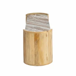 Made in Meubles Meuble Tv<Meuble TV ovale en bois de manguier et marbre Isabella