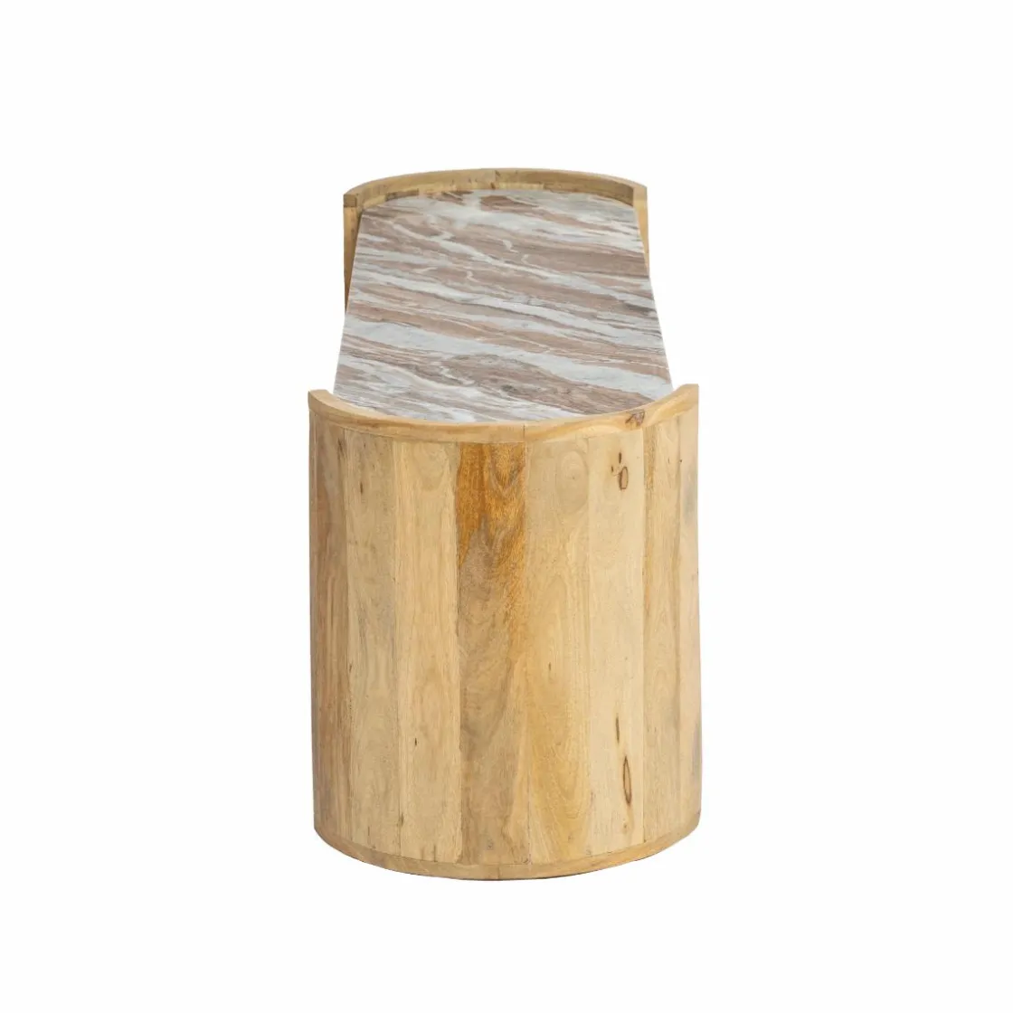 Made in Meubles Meuble Tv<Meuble TV ovale en bois de manguier et marbre Isabella