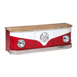Made in Meubles Meuble Tv<Meuble TV rouge avec plateau en bois de manguier Combi