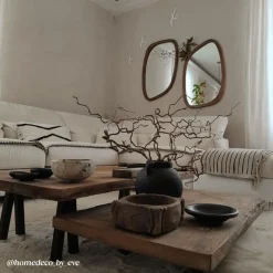 Made in Meubles Miroir|Décoration<Miroir abstrait en bois de manguier foncé Marley