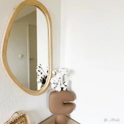 Made in Meubles Miroir|Décoration<Miroir abstrait en bois de manguier clair Marley