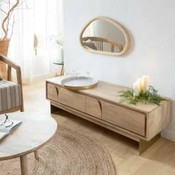 Made in Meubles Miroir|Décoration<Miroir abstrait en bois de manguier clair Marley